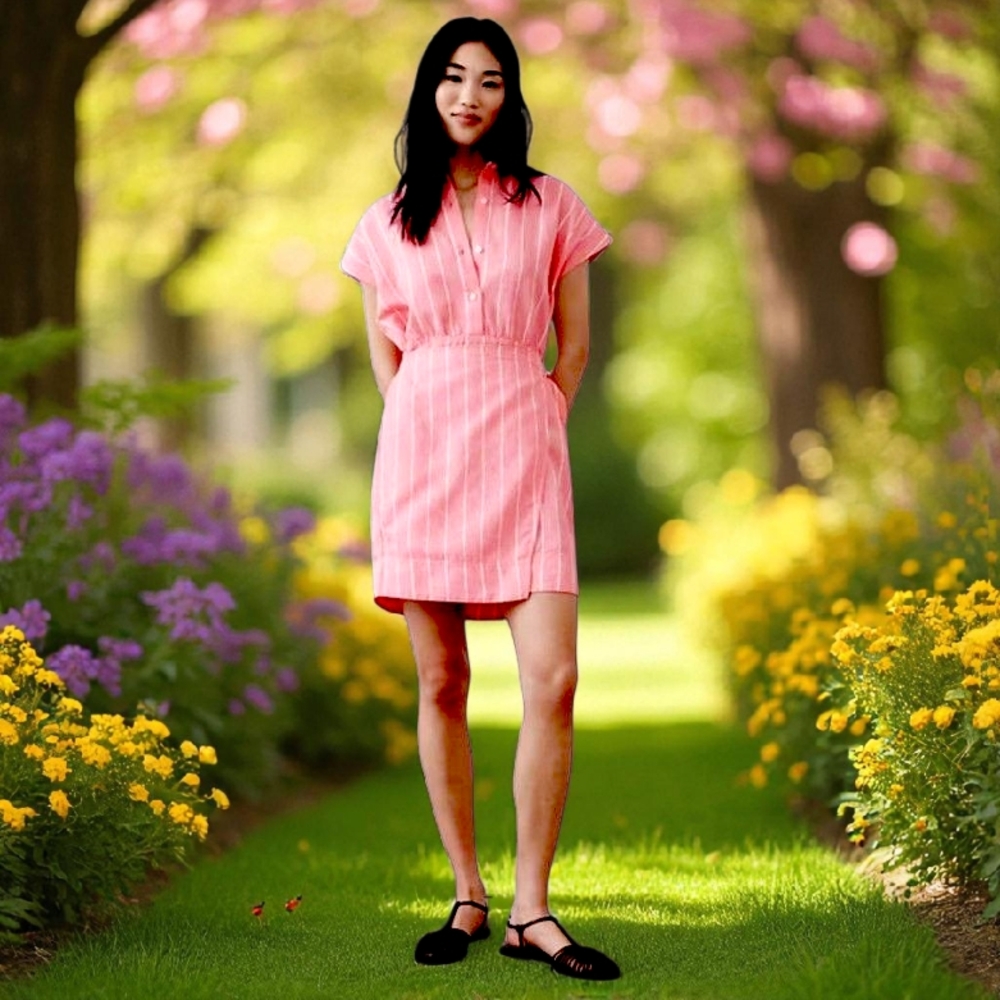 Banana Republic Factory Linen-Blend Wrap Mini Shirtdress